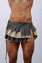 Load image into Gallery viewer, Gray &amp; Beige Pleated Skirt
