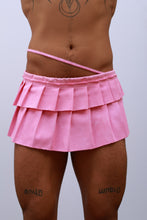 Load image into Gallery viewer, Pink Pleated Wrap Mini Skirt

