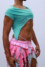 Load image into Gallery viewer, Aqua Reworked Crop Top
