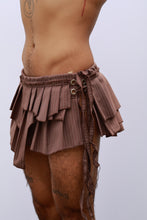 Load image into Gallery viewer, Brown Pinstripe Pleated Mini Skirt
