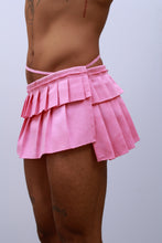 Load image into Gallery viewer, Pink Pleated Wrap Mini Skirt
