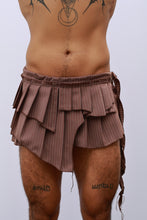 Load image into Gallery viewer, Brown Pinstripe Pleated Mini Skirt
